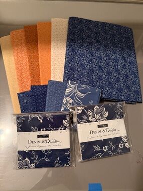 Moda Denim & Daisies fabric collection - includes 7.5 yds fabric + 2 charm packs